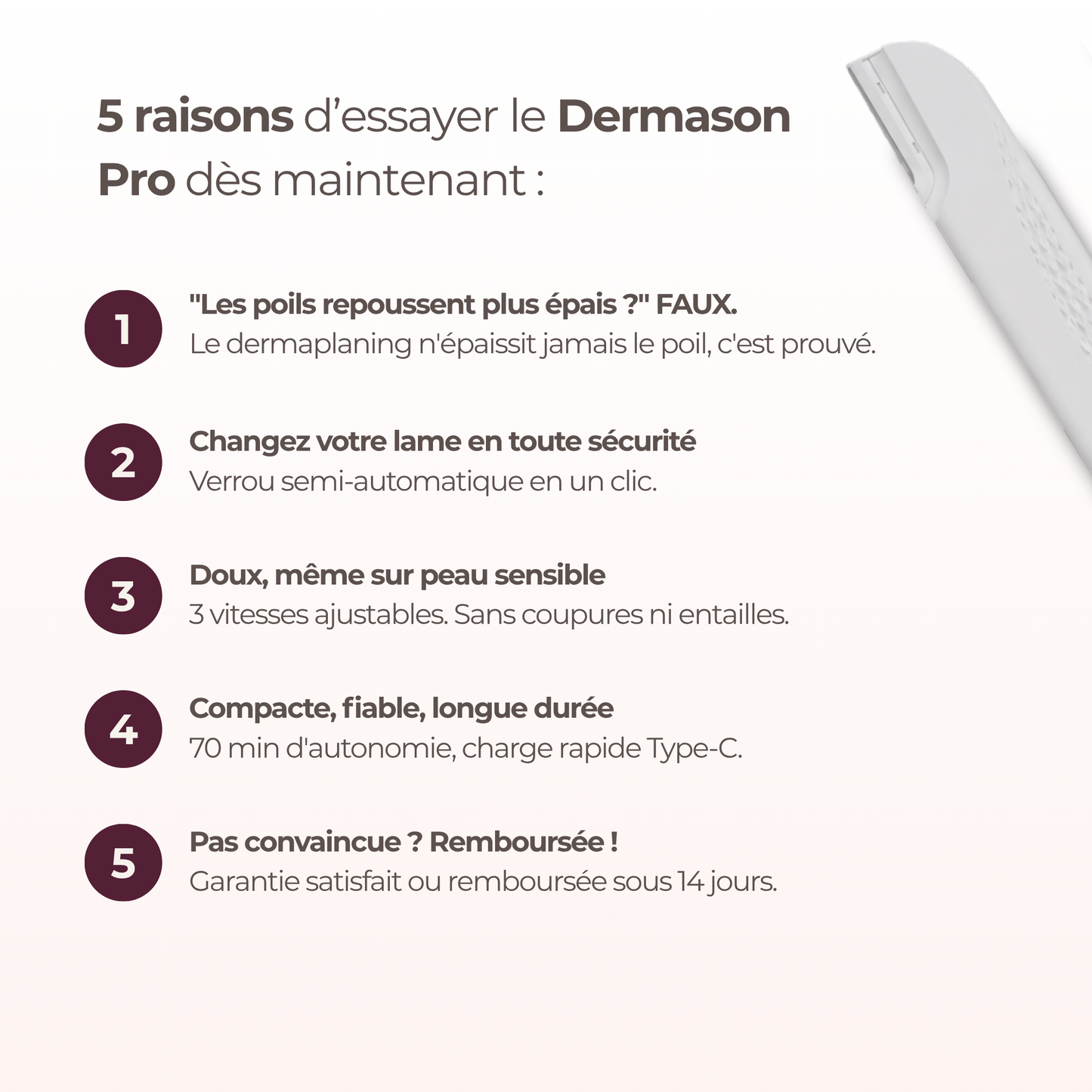 Dermaplaning sonic Dermason Pro 5 raisons d'essayer