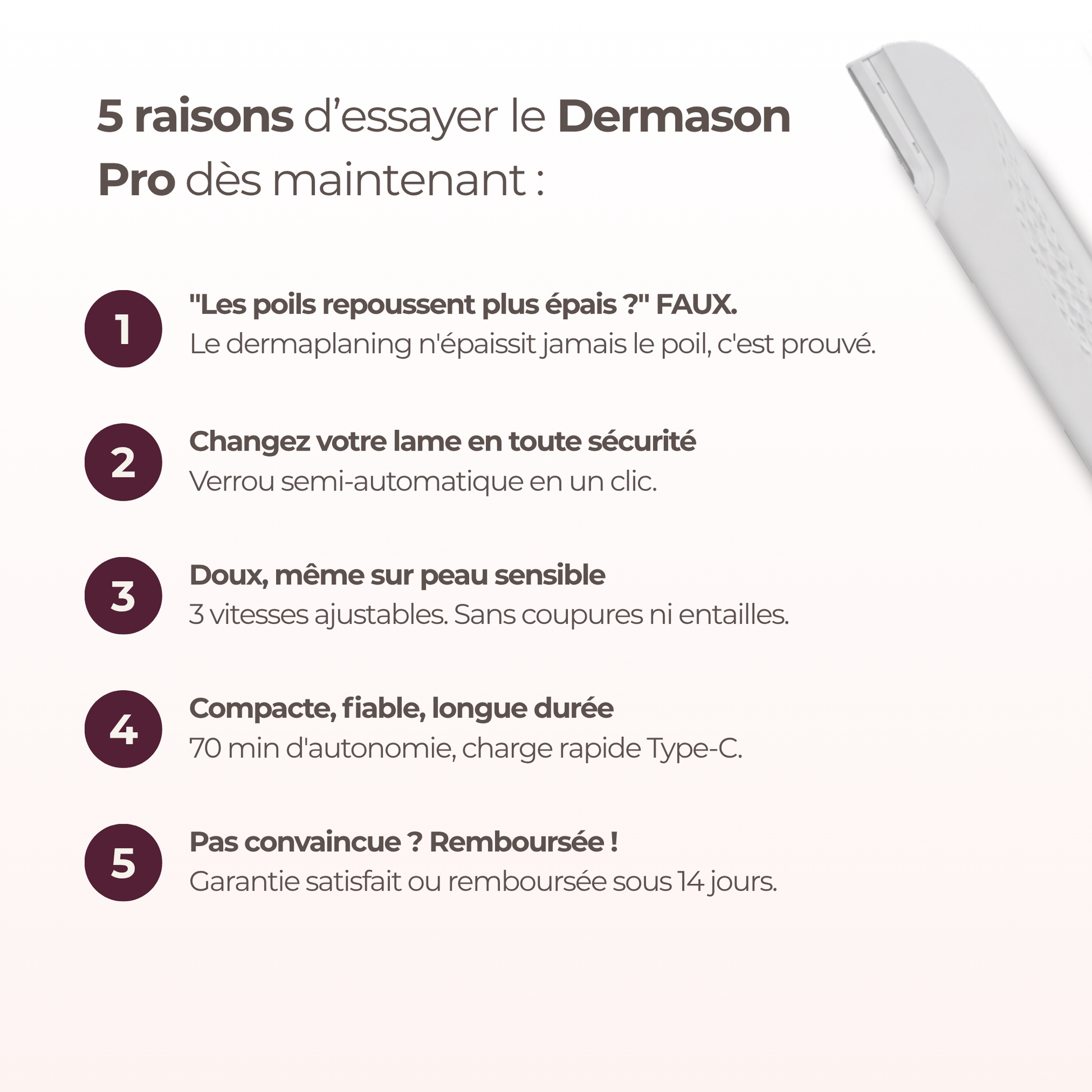 Dermaplaning sonic Dermason Pro 5 raisons d'essayer
