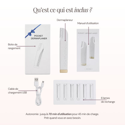 Dermaplaning sonic Dermason Pro packaging et contenu 